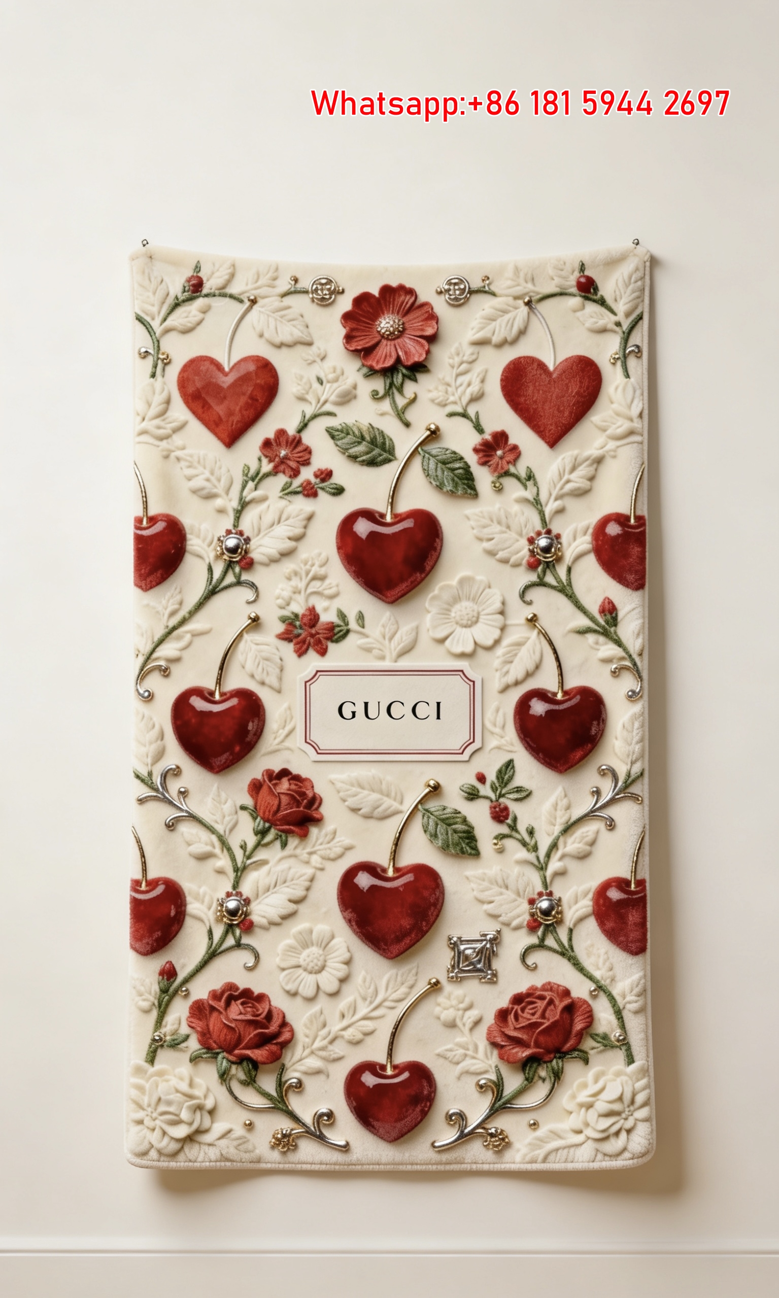 Gucci Cherry Heart & Rose Throw blankets Gucci Sweetheart Tapestry IMG_2806